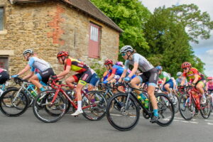 Katie Scott riding into Faringdon at Women’s Tour Stage 6